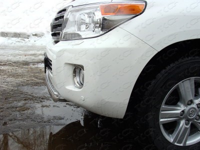 Защита передняя овальная короткая 75х42 мм ТСС для Toyota Land Cruiser 200 2012-2015