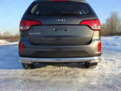 Защита заднего бампера уголки 60 мм ТСС для Kia Sorento 2012-2020