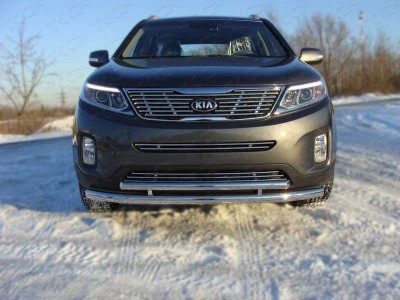 Защита передняя двойная 60-50 мм ТСС для Kia Sorento 2012-2020