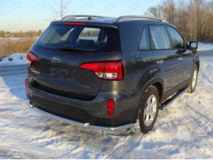 Защита заднего бампера уголки 60 мм для Kia Sorento № KIASOR12-09