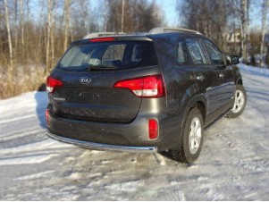 Защита заднего бампера овальная 75-42 мм для Kia Sorento № KIASOR12-14