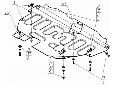 Усиленная защита картера двигателя, КПП (2 мм, сталь) для Ford S-MAX 2006-2015, Ford Mondeo IV седан/универсал/хетчбек 2007-2015, Ford Galaxy 2006-2015