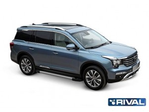 Порог-площадка "Silver" F180AL Rival + комплект крепежа для GAC GS8 2019-н.в. №F180AL.9201.1