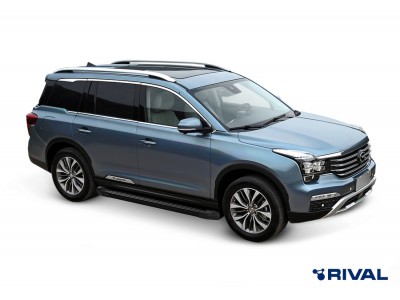 Пороги на автомобиль "Black" Rival для GAC GS8 (Гак джи эс 8) I поколение 2019-н.в., 180 см, 2 шт., алюминий