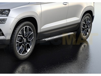 Порог-площадка "BMW-Style" D180AL + комплект крепежа для Skoda Karoq 2020-н.в., Volkswagen Taos 2021-н.в.