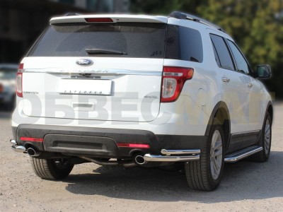 Защита задняя уголки двойные 60-43 мм для Ford Explorer Sport 2011-2015