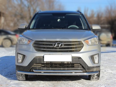 Защита передняя двойная 53-43 мм с подгибами для Hyundai Creta 2016-2021