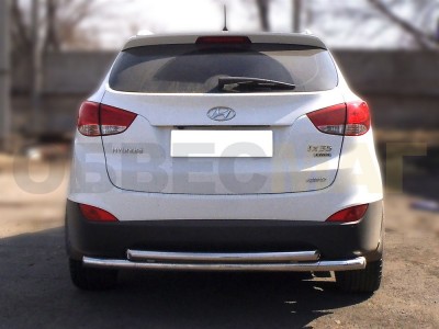 Защита заднего бампера двойная 60-60 мм для Hyundai ix-35 2010-2015