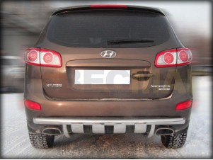 Защита заднего бампера 60 мм радиусная с накладками для Hyundai Santa Fe № HSF10 6