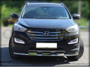 Защита переднего бампера 60 мм с накладками для Hyundai Santa Fe № HSF12 1.4