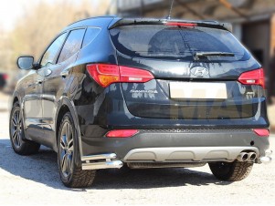 Защита задняя уголки двойные 60-53 мм для Hyundai Santa Fe № HSF12_3.3