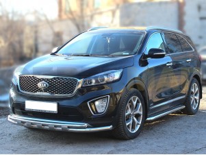 Пороги с площадкой алюминиевый лист 60 мм для Kia Sorento Prime № KSTP15_2