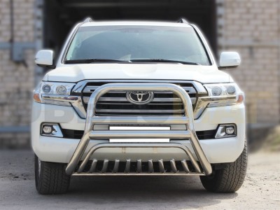 Кенгурин передний 76-60 мм с защитой картера для Toyota Land Cruiser 200 2015-2021
