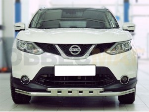 Защита передняя двойная 53-43 мм с накладками для Nissan Qashqai № NQ_1.2