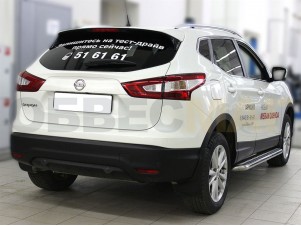 Пороги с площадкой алюминиевый лист 53 мм для Nissan Qashqai № NQ_2