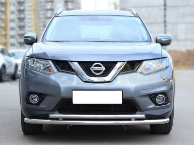 Защита передняя двойная 53-43 мм с подгибами для Nissan X-Trail T32 2015-2018