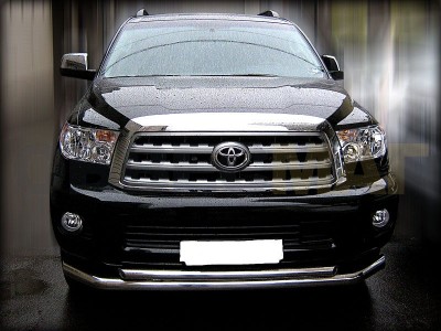 Защита передняя двойная 76-60 мм для Toyota Sequoia 2008-2021