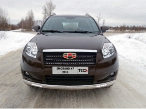Защита передняя овальная с ДХО 75х42 мм для Geely Emgrand X7 № GEELEMGX715-18