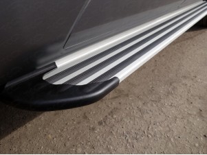 Пороги алюминиевые Slim Line Silver для Audi Q3 № AUDIQ315-02S