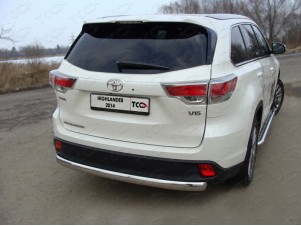 Защита заднего бампера овальная 75х42 мм для Toyota Highlander № TOYHIGHL14-14