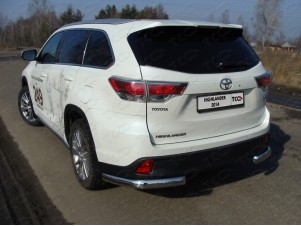 Защита задняя овальные уголки 75х42 мм для Toyota Highlander № TOYHIGHL14-18