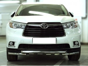 Защита переднего бампера d-60 с доп.накладками для Toyota Highlander 2014-2016 HYG2014_1.2