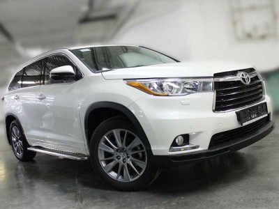Пороги с листом d-53 для Toyota Highlander 2014-2016