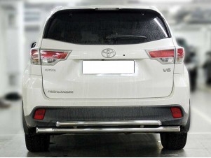 Защита заднего бампера радиусная двойная d-60+53 для Toyota Highlander 2014-2016 HYG2014_3.2