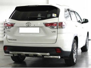 Защита заднего бампера d-60 с накладками для Toyota Highlander 2014-2016 HYG2014_3.5