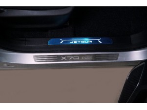 Накладки на пороги (лист шлифованный надпись X70 Plus) 2шт для Jetour x70 plus 2WD 2020 – н.в. JETX70PL23-01