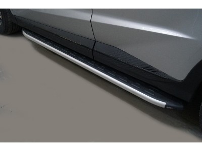 Пороги алюминиевые с пластиковой накладкой 1720 мм ТСС для Jetour x70 plus 2WD 2020 – н.в. 