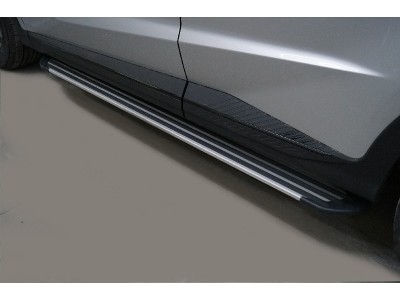 Пороги алюминиевые 'Slim Line Silver' 1720 мм ТСС для Jetour x70 plus 2WD 2020 – н.в. 