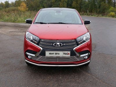 Защита переднего бампера 42 мм ТСС для Lada XRay 2016-2021