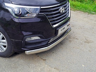 Защита передняя овальная 75х42 мм ТСС для Hyundai H-1 Starex 2019-2021