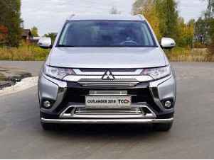 Защита переднего бампера длинная 60 мм для Mitsubishi Outlander № MITOUT18-37