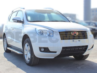 Пороги с площадкой алюминиевый лист 60 мм Технотек для Geely Emgrand X7 2013-2021