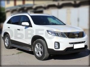 Пороги с площадкой алюминиевый лист 60 мм для Kia Sorento № KST13 2