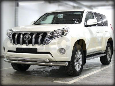 Защита передняя двойная 76-60 мм длинная для Toyota Land Cruiser Prado 150 2013-2017