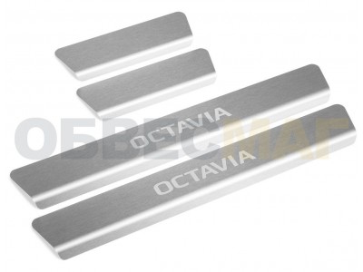 Накладки на пороги Rival, 4 шт для Skoda Octavia A8 2020-2021