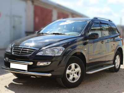 Пороги с площадкой алюминиевый лист 60 мм Технотек для Ssang Yong Kyron 2007-2015