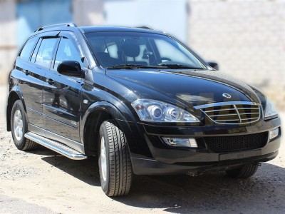 Пороги с площадкой алюминиевый лист 53 мм Технотек для Ssang Yong Kyron 2007-2015