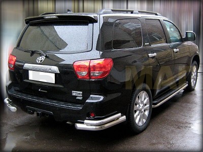 Защита задняя уголки двойные 76-53 мм для Toyota Sequoia 2008-2021