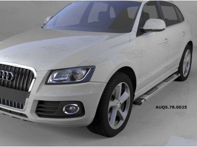 Пороги алюминиевые Emerald silver для Audi Q5 2008-2016