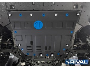 Защита картера и КПП + комплект крепежа Rival, Алюминий GAC GS8 2023-н.в., V-2.0, АКПП, 4WD. №111.3403.1