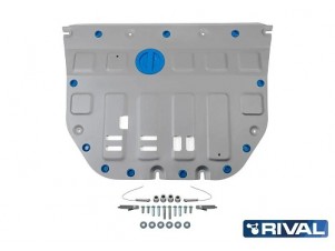 Защита картера и КПП + комплект крепежа Rival, Алюминий GAC GS8 2023-н.в., V-2.0, АКПП, 4WD. №333.3403.1
