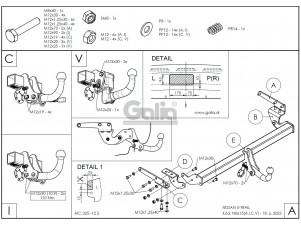 Фаркоп оцинкованный для Nissan X-Trail T33 2022-н.в., Nissan Rogue T33 2021-н.в. быстросъемное крепление шара №N061C