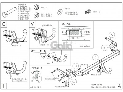 Фаркоп оцинкованный для Nissan X-Trail T33 2022-н.в., Nissan Rogue T33 2021-н.в. быстросъемное крепление шара