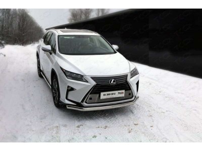 Защита передняя овальная 75х42 мм ТСС для Lexus RX-200t/350/450h 2015-2021
