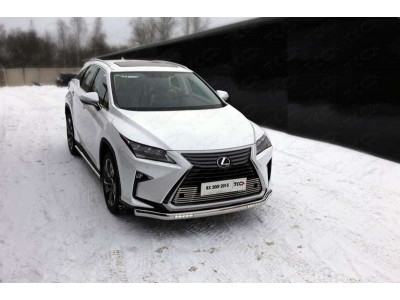 Защита передняя овальная с ДХО 75х42 мм ТСС для Lexus RX-200t/350/450h 2015-2021