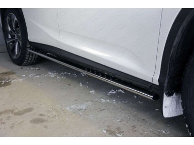 Пороги труба овальная с проступью 75х42 мм ТСС для Lexus RX-200t/350/450h 2015-2021